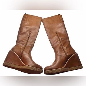 Zodiac Women’s Iggy Wedge Knee High Cognac Brown Boot
